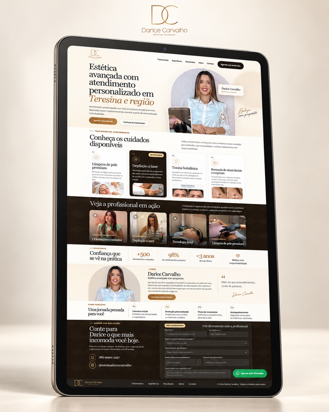 Projeto Darice Carvalho, Landing page • Estética avançada — imagem 1
